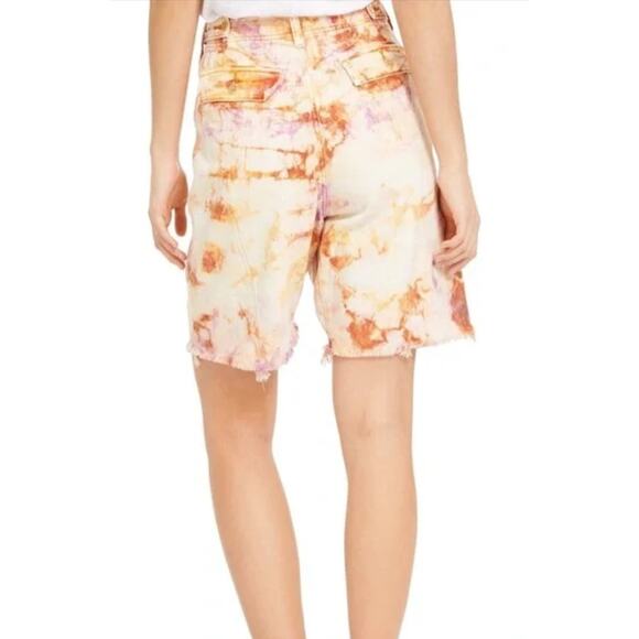 We The Free People Women's She's A Legend Bermuda Shorts 0 Tie Dye Raw Hem Boho - Picture 3 of 8